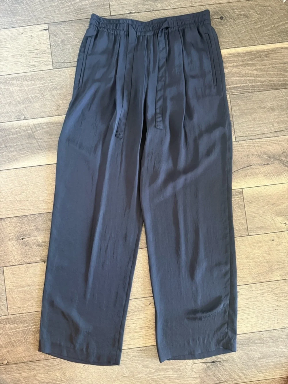 NWT Vince Blue Pants Tie Front Wide Elastic Drawstring Flowy Women’s Size Large